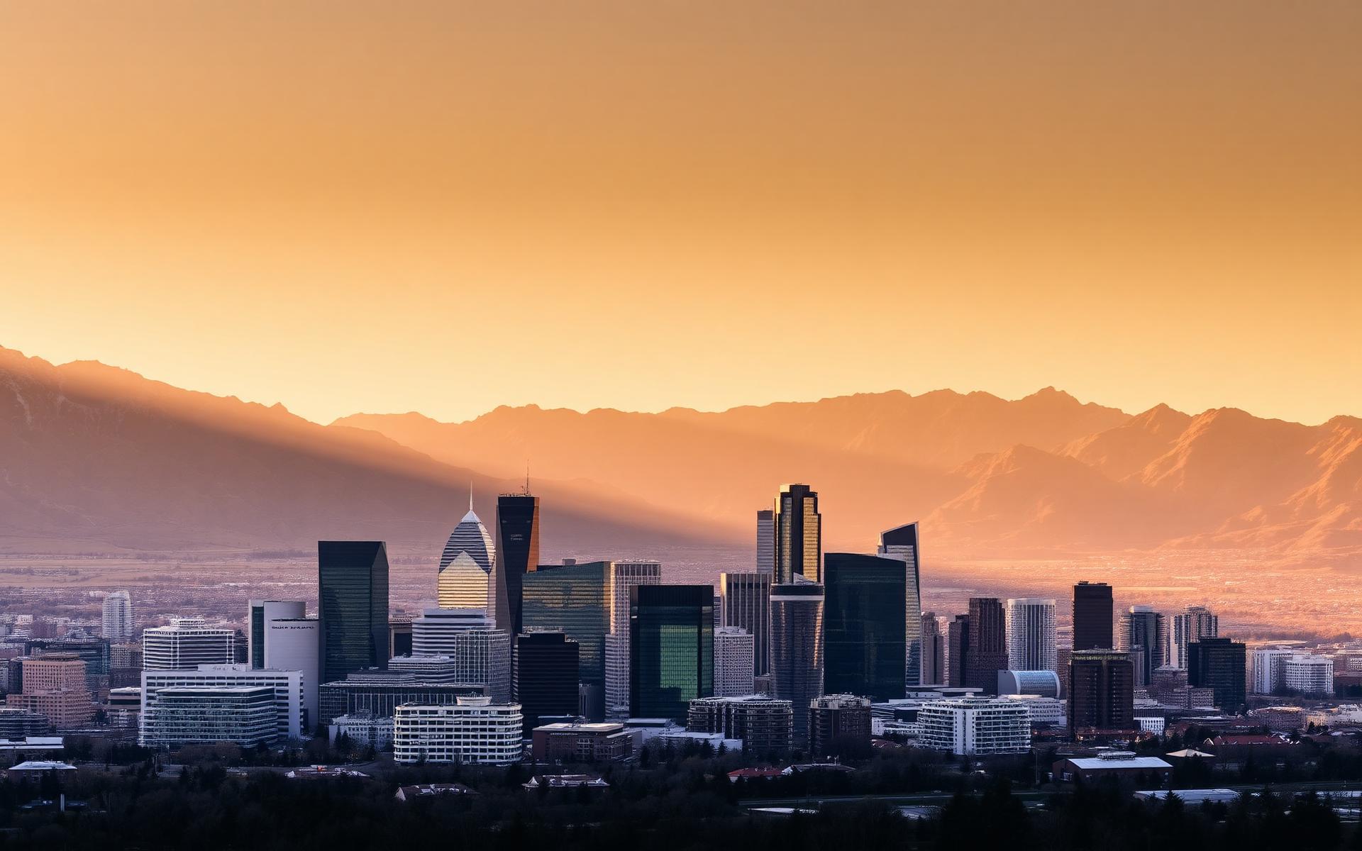 Salt Lake City skyline at golden hour